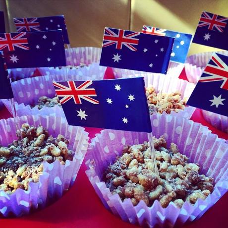 My finished chocolate crackles all ready for Australia Day. Yum!