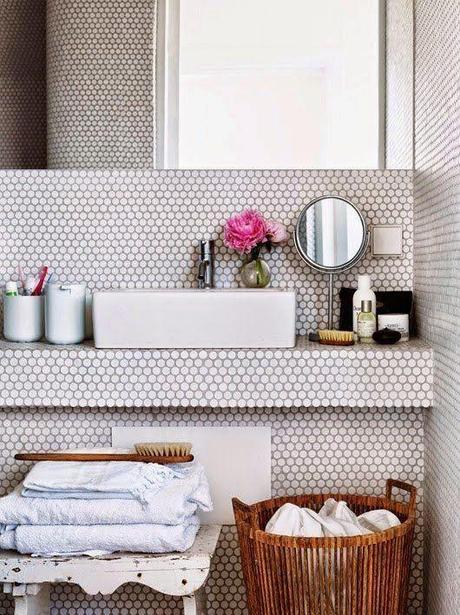 Penny rounds tile--gives a fun vintage yet modern look