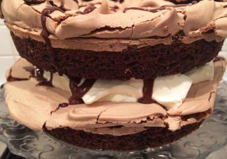 layered cake mocha meringue recipe chocolate and coffee brownie layers
