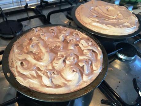 swirl meringue topping on brownie cake layer recipe gluten free dessert