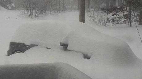 9:20 a.m. Southern NH. My poor son may not see his car again until the spring thaw. 