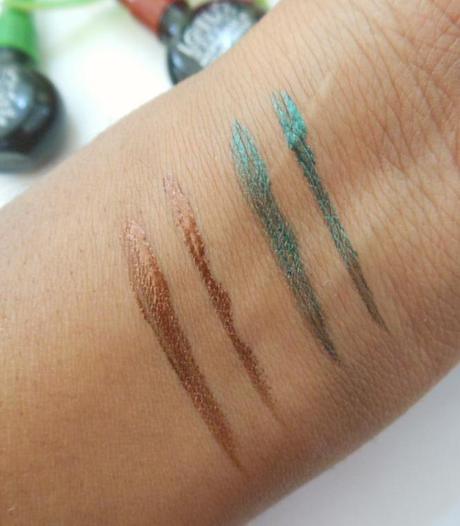 Lotus Herbals Hypnotica Pearl Shine Eye Liner Mint, Earthy Shine : Review, Swatches, Price, EOTD