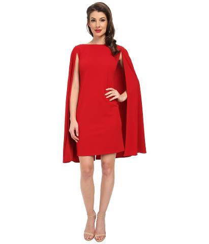 Adrianna Papell - Structured Cape Sheath Dress Women's Dress - Red