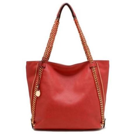 Tosca - Zippered Expandable Tote Handbag (Red)