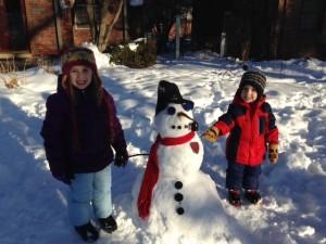 snowman with kids