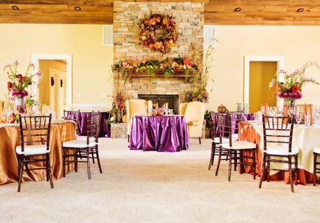Contrasting fall colors with bright purple