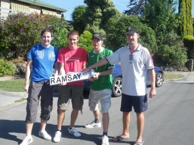Sunday’s Inspiration: Don’t Stop Now Daniel and I in the middle with Paul and Neil on the edge at Ramsay Street, Melbourne.