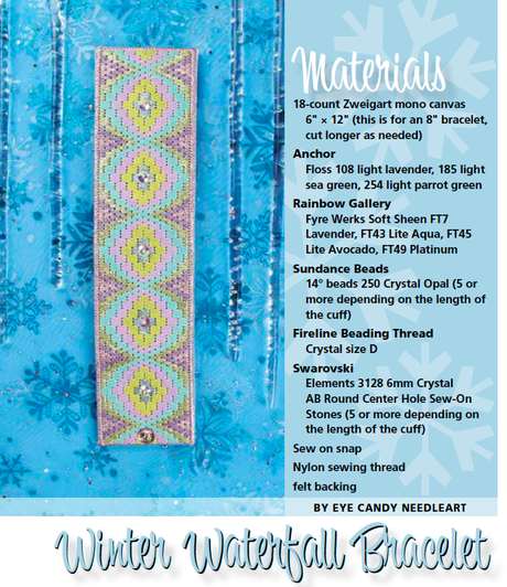 Winter Waterfall Bracelet in the January 2015 Issue of Needlepoint Now