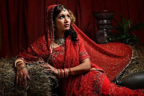 Red bridal sari
