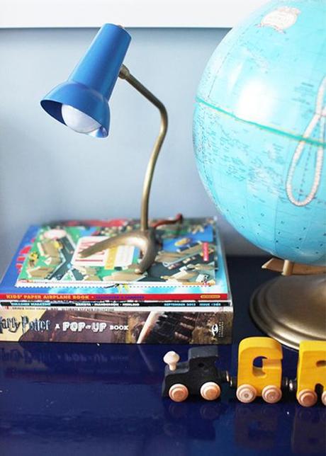 Design Diary: Boys’ Bedroom Makeover by Robin M. Anderson boys-side-table-with-globe