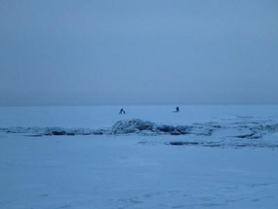 Backpacking in Estonia: Top 17 Sights in Parnu Skaters and fishermen on ice in Parnu Bay