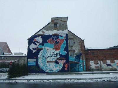 Backpacking in Estonia: Top 17 Sights in Parnu Wall mural in Parnu, Estonia