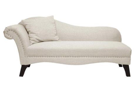 Phoebe Linen Modern Chaise, Beige