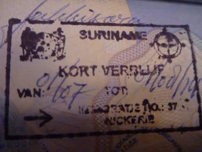 World Borders: How to Get From Guyana to Suriname (Ferry from Moleson Creek to South Drain) Suriname entry stamp at South Drain/Neiuw Nickerie