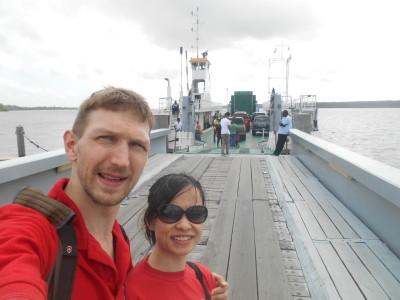 World Borders: How to Get From Guyana to Suriname (Ferry from Moleson Creek to South Drain) Walking along the ramp onto the ferry
