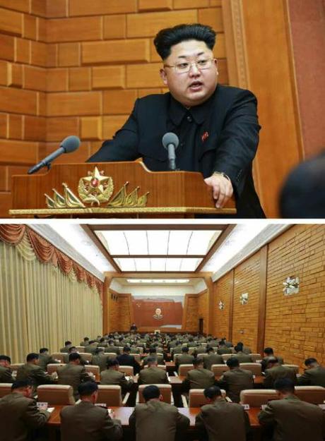 Kim Jong Un addresses the CMC's expanded meeting (Photo: Rodong Sinmun)
