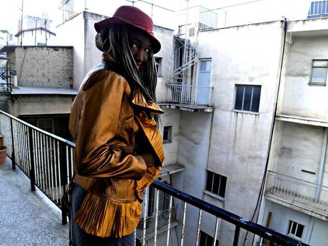 Wide Brim Hat and Gold Leather Jacket.jpg
