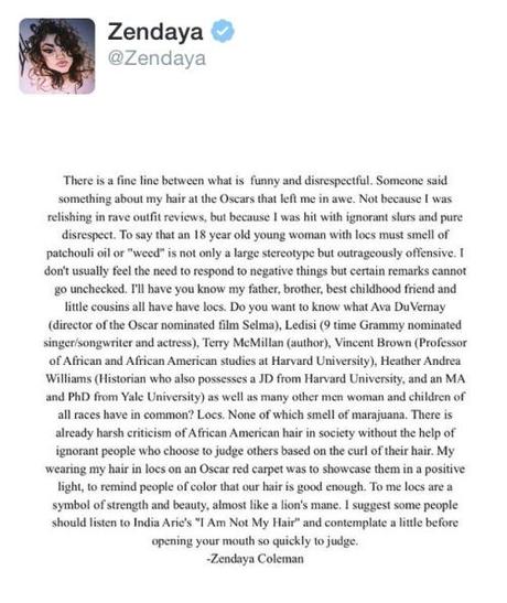 Zendaya Claps Back To Ignorant Comment