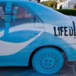 Muscat Youth Summit the 'Life' side of the car, contrasting colours to the darker 'death' side.