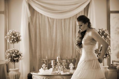 Bride wearing bridal corset