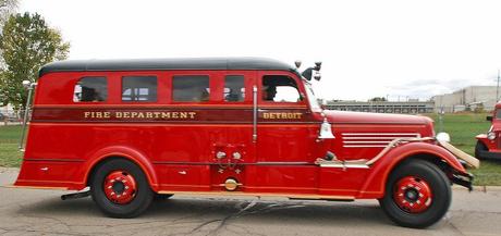 Seagrave Safety Sedan, restored by the Detroit fire dept volunteers, to be used as a fire dept hearse