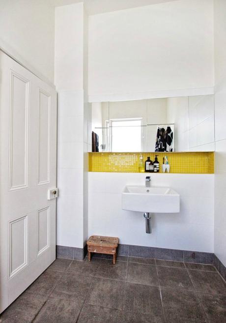 This is the art- now see this Australian home! yellow bathroom