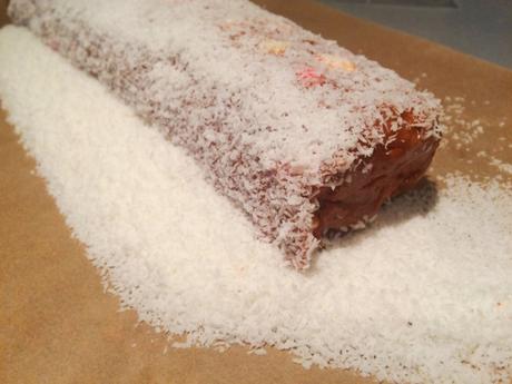 lolly cake being rolled in desiccated coconut new zealand recipe