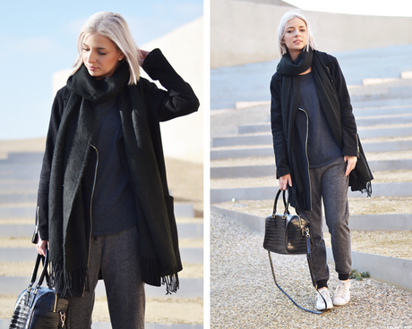 Outfit post: dark colors Outfit, collage, spring summer, 2015, trends, how to wear, primark sweater, blue, sportive style, minimal