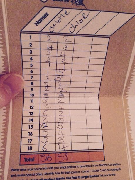Jungle Rumble Mini Golf Score Sheet