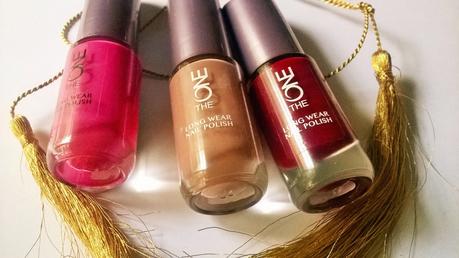 Oriflame The One Longwear Nail Polishes in Night Orchid, Ruby Rouge & Cappuccino Review, Swatch & Application