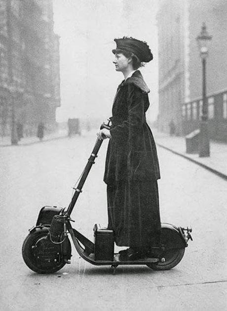 a suffregette on a scooter, 1916 london