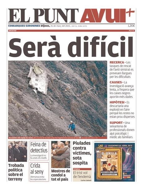 The Germanwings air disaster on the front pages