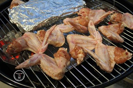 Grilling the chicken wings