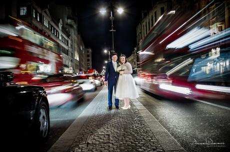 Bride and Groom on the high street London Bride and Groom on the high street London