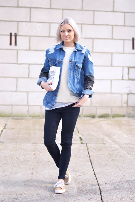 @turnitinsideout // A denim jacket Outfit, superga, sneakers, camel, ridley jeans, asos, jeans jacket