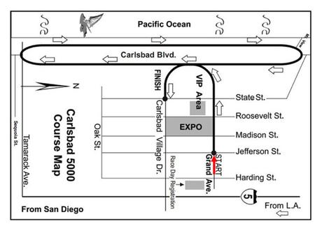 The 30th Carlsbad 5000 2015 Carlsbad 5000 course map (image courtesy of Toni Reavis)