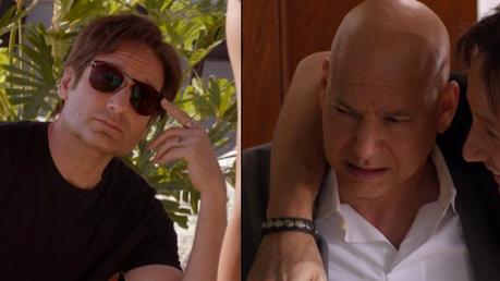 Californication – Hank Moody on a Plane (Season 5) What the hell? A ring on his left finger and the bracelet on his right wrist? Let's discuss.