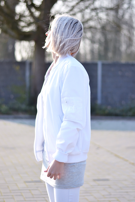 Turn it inside out // All white White, bomber jacket, varsity jacket, college jacket, asos