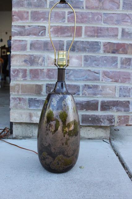 Thrift Store Lamp Fix Up - Trash to TREASURE old textured green and brown 1970 thrift store lamp