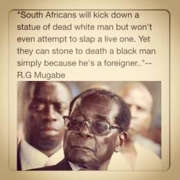R G Mugabe on South Africa Afrophobia