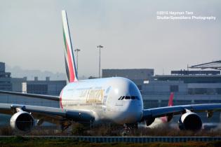 2015 April SFO, airliners  Emirates A380,