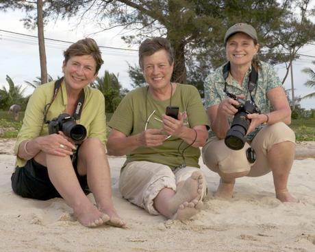 Susan Eckert (middle) on the South China Sea in Malaysian Borneo with Cindy Katsapetes (left) and Gayle Hagins (right).