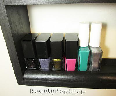 Nail Polish Rack. Enough room to store polishes like this in this manner,