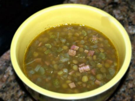 Green Lentil and Canadian Bacon Soup