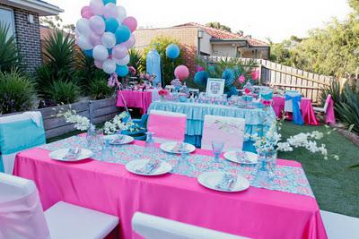 Real Party, pink and aqua first birthday..