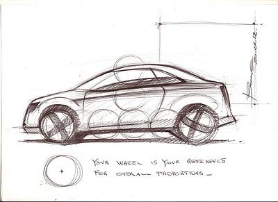How to draw a car sketch in side view