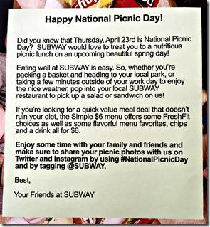 Subway National Picnic Day Logo Subway National Picnic Day Logo