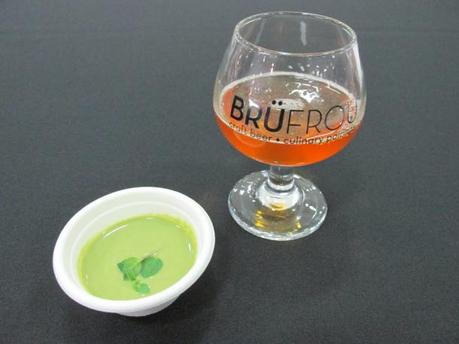Insane Rush IPA from Bootstrap Brewing paired with Chilled Asparagus Soup with Micro Mint 