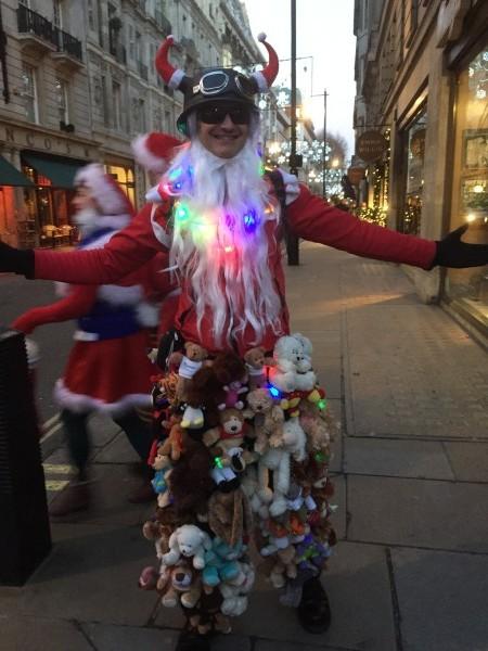 Christmas threw up on santa at Santacon London 2014 on the #CurrysChristmasWalk with Bewildered Bug