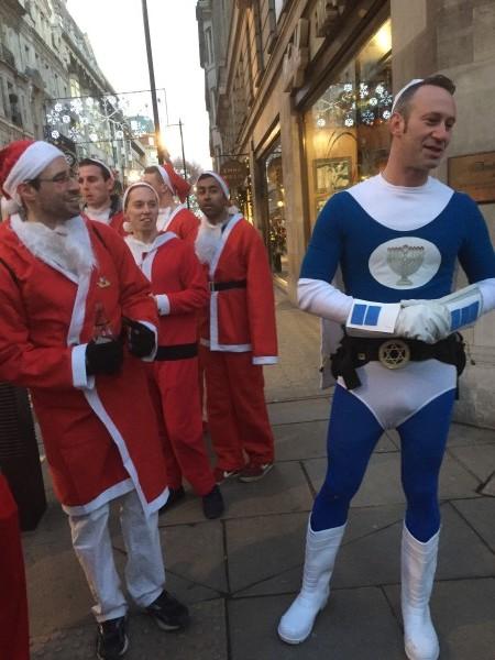 Hannukah Mah at Santacon London 2014 on the #CurrysChristmasWalk with Bewildered Bug